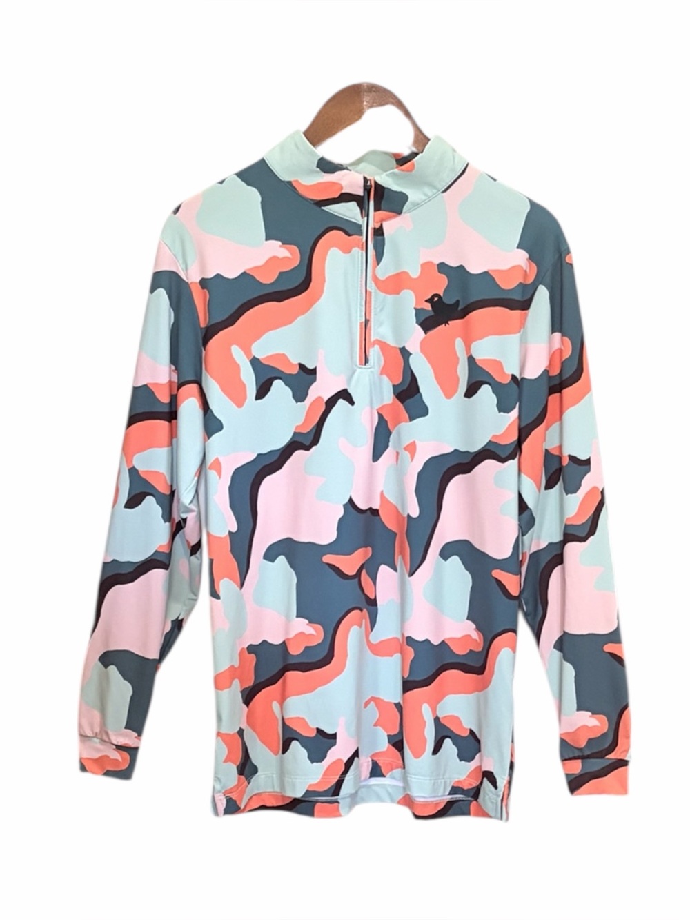 Bad Birdie Colorblock Camo Quarter-Zip - Mint, Coral & Pink Unisex